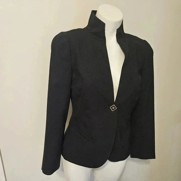 Trina Turk Blazer Black Wool Blend Size 4 - Picture 6 of 11